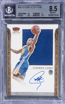 2011-12 Panini Preferred #247 Stephen Curry Signed Patch Card (#25/99) – BGS NM-MT+ 8.5/BGS 10